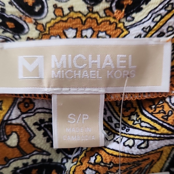 MICHAEL Michael Kors Paisley Short Sleeve Top - Gold and Black - Picture 7 of 11